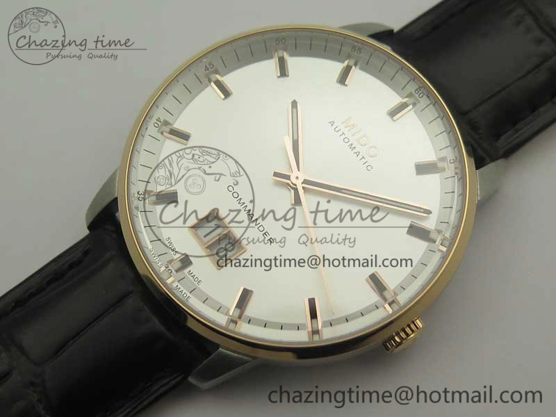 Commander Big Date RG OXF White Dial on Black Leather Strap A2824