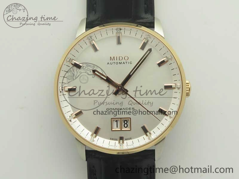 Commander Big Date RG OXF White Dial on Black Leather Strap A2824
