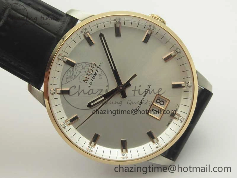 Commander Big Date RG OXF White Dial on Black Leather Strap A2824