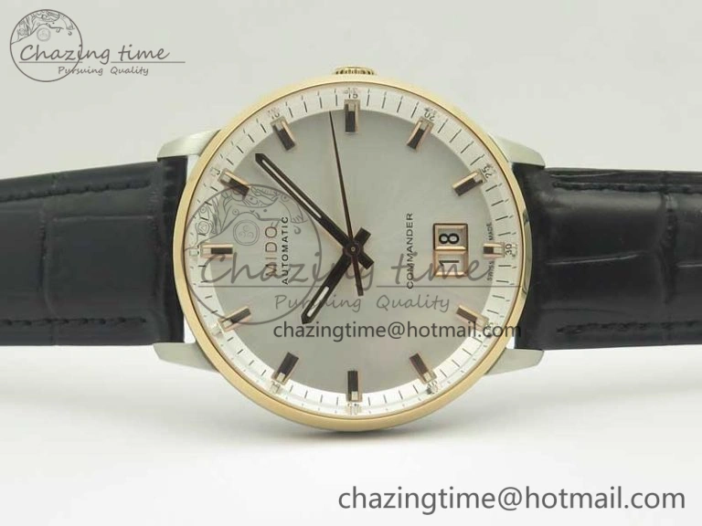 Commander Big Date RG OXF White Dial on Black Leather Strap A2824
