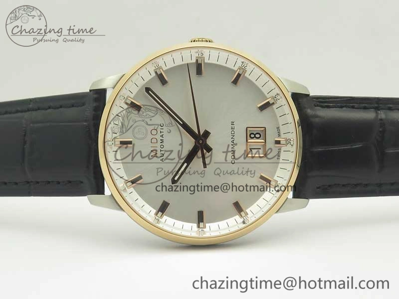 Commander Big Date RG OXF White Dial on Black Leather Strap A2824