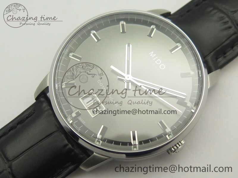 Commander Big Date SS OXF Gray Dial on Black Leather Strap A2824