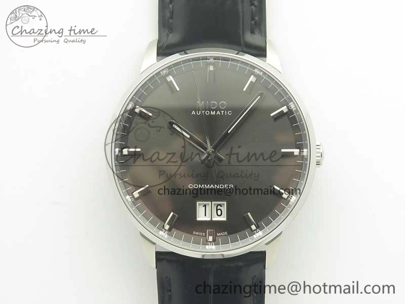 Commander Big Date SS OXF Gray Dial on Black Leather Strap A2824