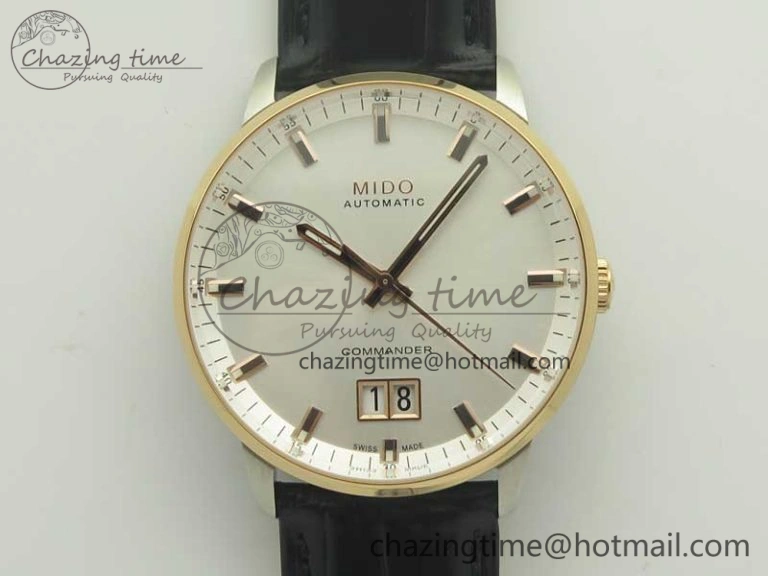 Commander Big Date SS RG OXF White Dial on SS RG Bracelet A2824