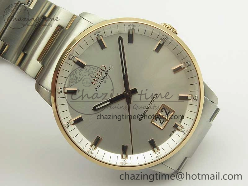 Commander Big Date SS RG OXF White Dial on SS RG Bracelet A2824