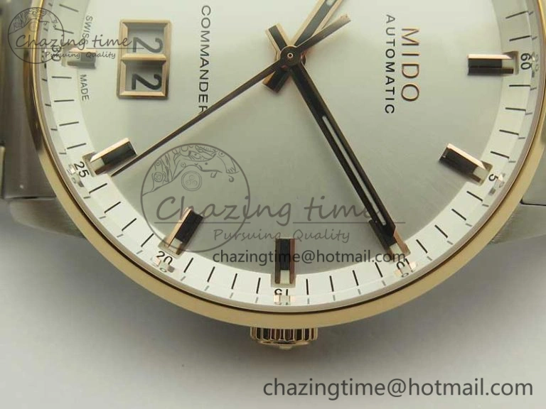 Commander Big Date SS RG OXF White Dial on SS RG Bracelet A2824