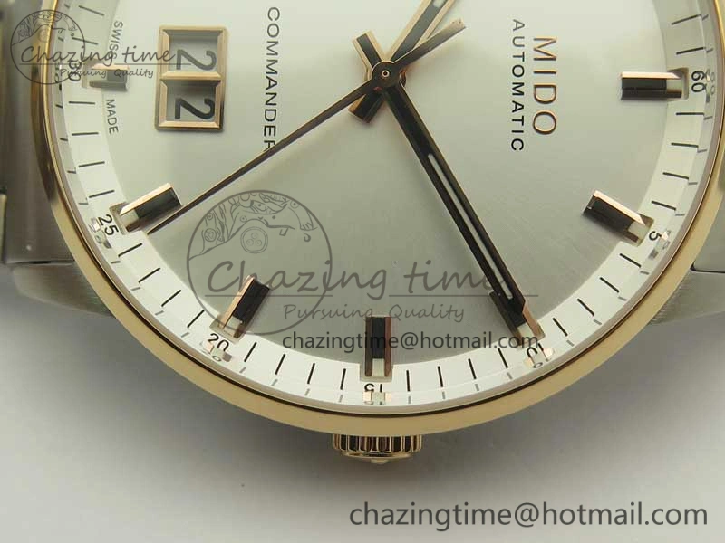 Commander Big Date SS RG OXF White Dial on SS RG Bracelet A2824