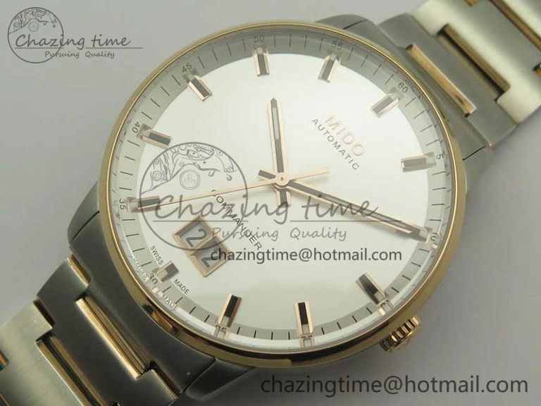Commander Big Date SS RG OXF White Dial on SS RG Bracelet A2824