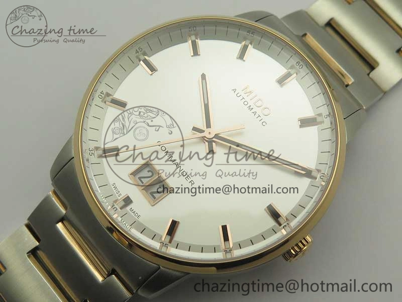 Commander Big Date SS RG OXF White Dial on SS RG Bracelet A2824