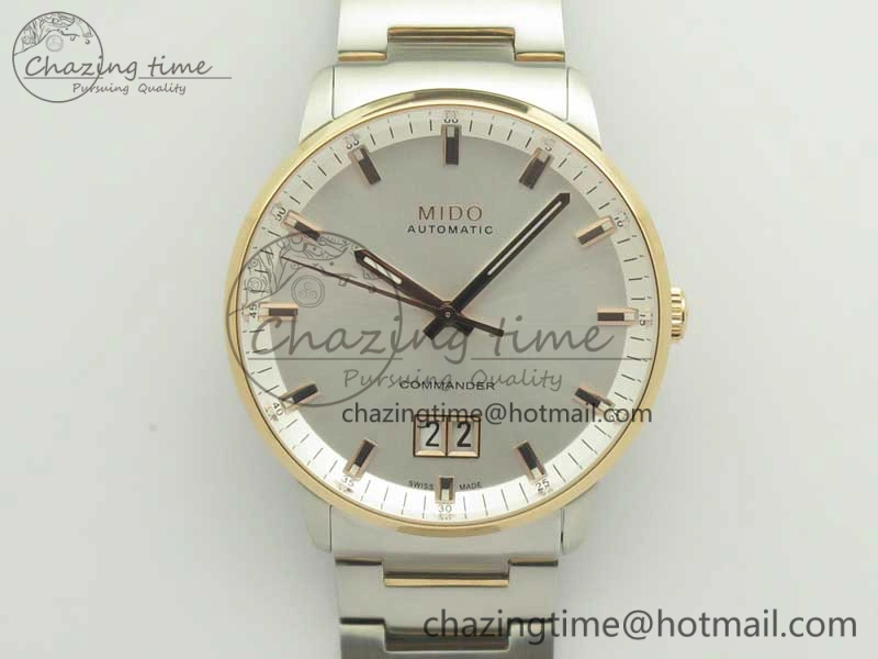 Commander Big Date SS RG OXF White Dial on SS RG Bracelet A2824