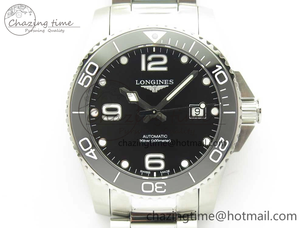 Conquest L3.840.4.56.6 Real Ceramic Bezel SS ZF 1:1 Best Edition Black dial On SS Bracelet A2824