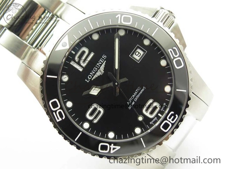 Conquest L3.840.4.56.6 Real Ceramic Bezel SS ZF 1:1 Best Edition Black dial On SS Bracelet A2824