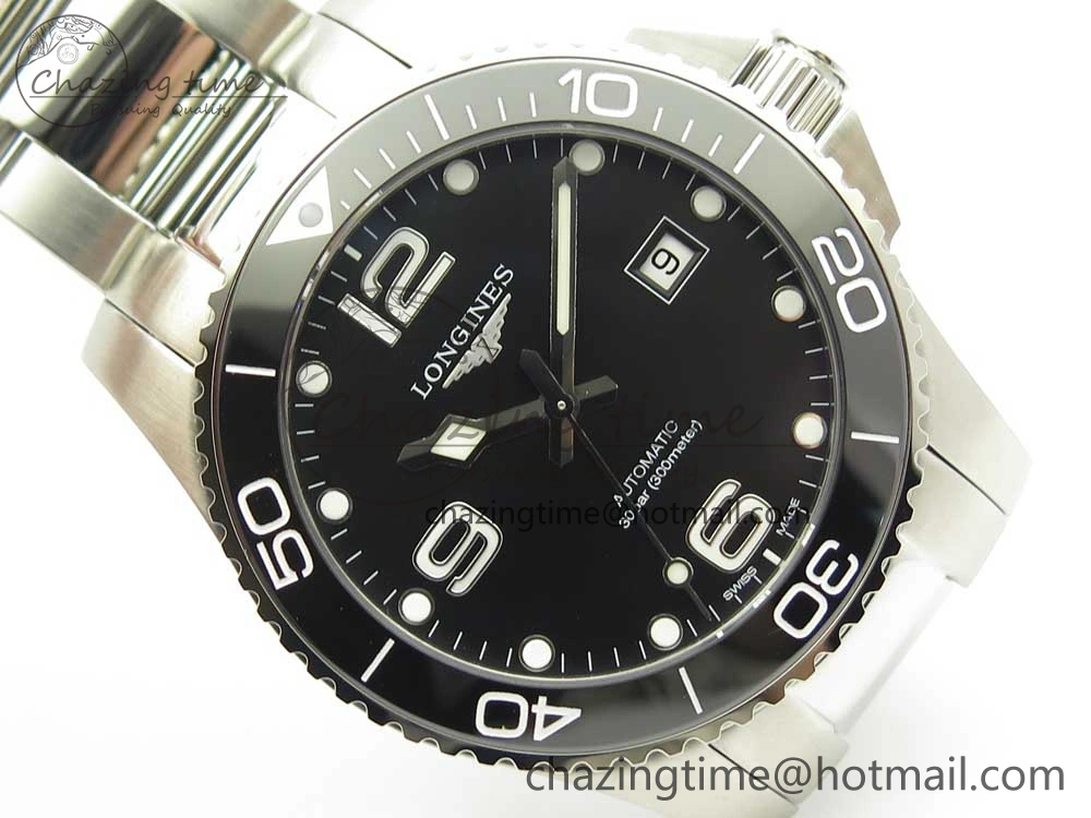 Conquest L3.840.4.56.6 Real Ceramic Bezel SS ZF 1:1 Best Edition Black dial On SS Bracelet A2824