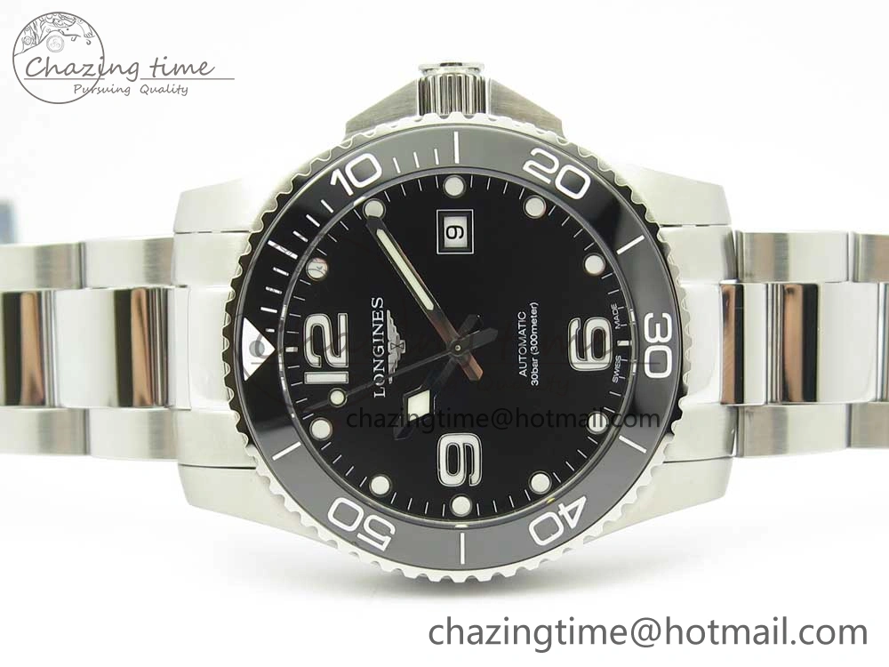 Conquest L3.840.4.56.6 Real Ceramic Bezel SS ZF 1:1 Best Edition Black dial On SS Bracelet A2824