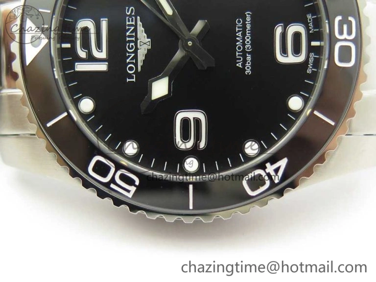 Conquest L3.840.4.56.6 Real Ceramic Bezel SS ZF 1:1 Best Edition Black dial On SS Bracelet A2824