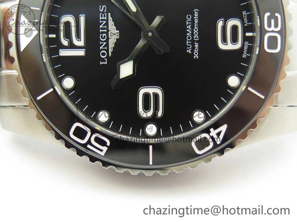 Conquest L3.840.4.56.6 Real Ceramic Bezel SS ZF 1:1 Best Edition Black dial On SS Bracelet A2824