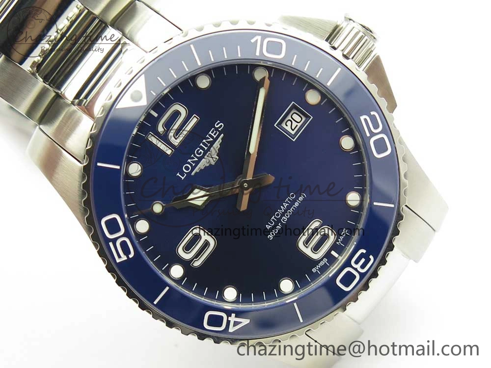 Conquest L3.840.4.56.6 Real Ceramic Bezel SS ZF 1:1 Best Edition Blue dial On SS Bracelet A2824