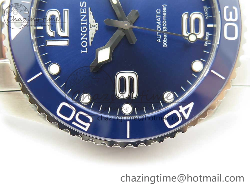 Conquest L3.840.4.56.6 Real Ceramic Bezel SS ZF 1:1 Best Edition Blue dial On SS Bracelet A2824