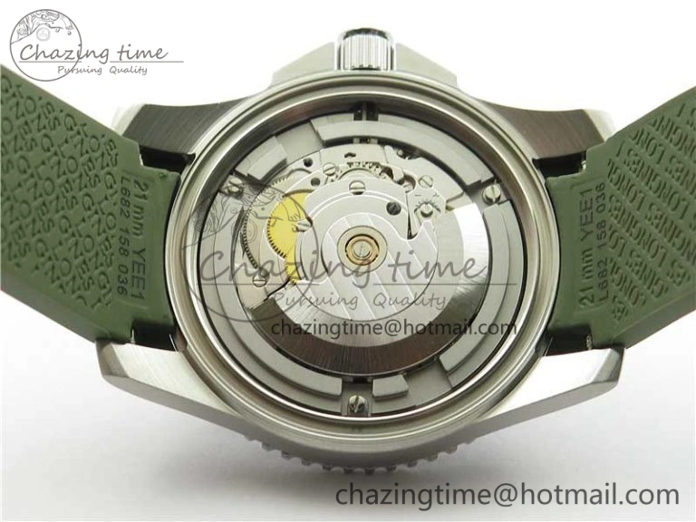 Conquest L3.840.4.56.6 Real Ceramic Bezel SS ZF 1:1 Best Edition Green Dial On Green Rubber Strap A2824