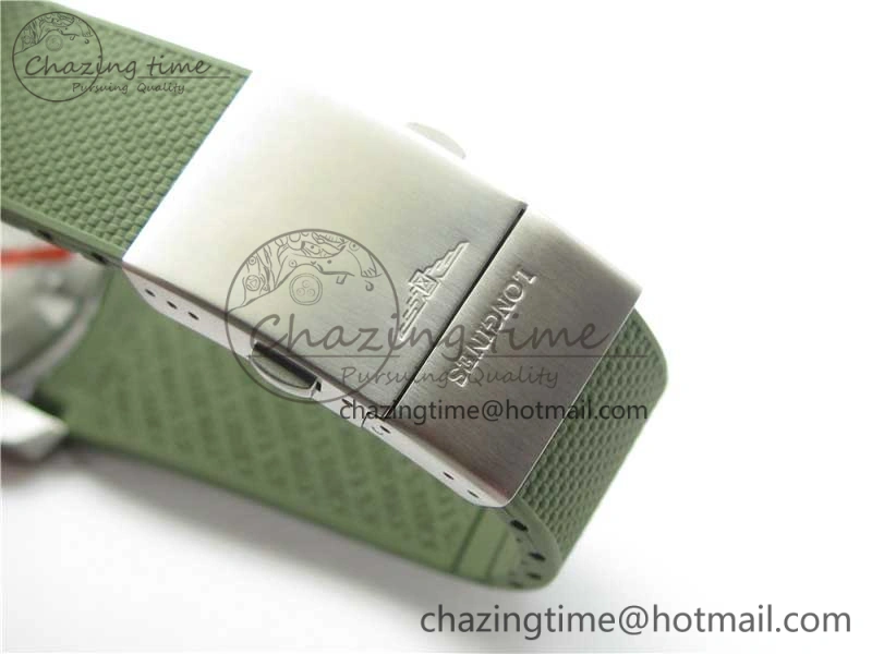 Conquest L3.840.4.56.6 Real Ceramic Bezel SS ZF 1:1 Best Edition Green Dial On Green Rubber Strap A2824