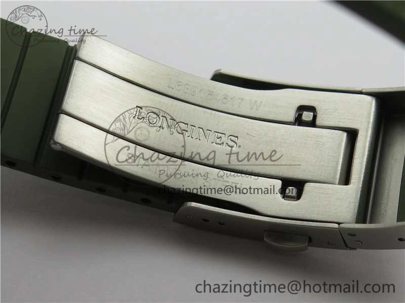 Conquest L3.840.4.56.6 Real Ceramic Bezel SS ZF 1:1 Best Edition Green Dial On Green Rubber Strap A2824