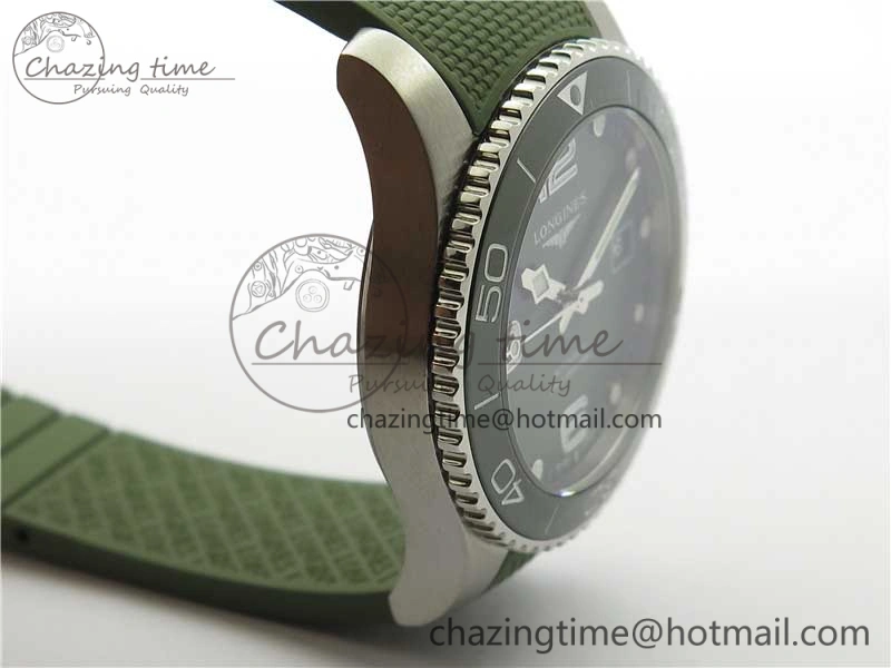 Conquest L3.840.4.56.6 Real Ceramic Bezel SS ZF 1:1 Best Edition Green Dial On Green Rubber Strap A2824