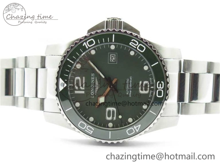 Conquest L3.840.4.56.6 Real Ceramic Bezel SS ZF 1:1 Best Edition Green dial On SS Bracelet A2824
