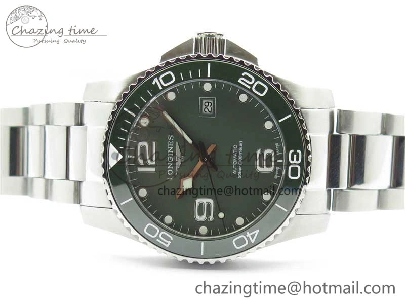Conquest L3.840.4.56.6 Real Ceramic Bezel SS ZF 1:1 Best Edition Green dial On SS Bracelet A2824