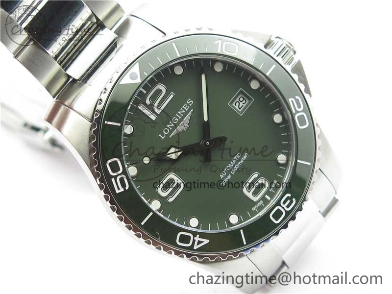 Conquest L3.840.4.56.6 Real Ceramic Bezel SS ZF 1:1 Best Edition Green dial On SS Bracelet A2824