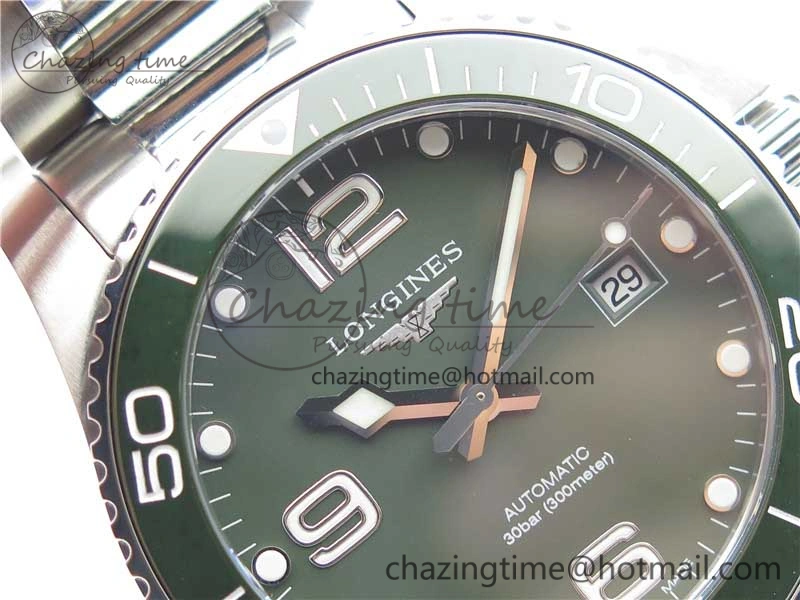 Conquest L3.840.4.56.6 Real Ceramic Bezel SS ZF 1:1 Best Edition Green dial On SS Bracelet A2824