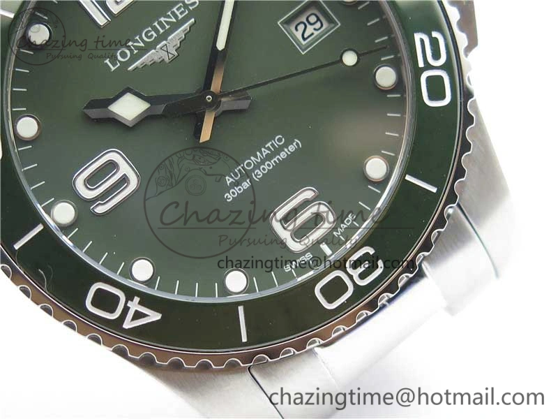 Conquest L3.840.4.56.6 Real Ceramic Bezel SS ZF 1:1 Best Edition Green dial On SS Bracelet A2824