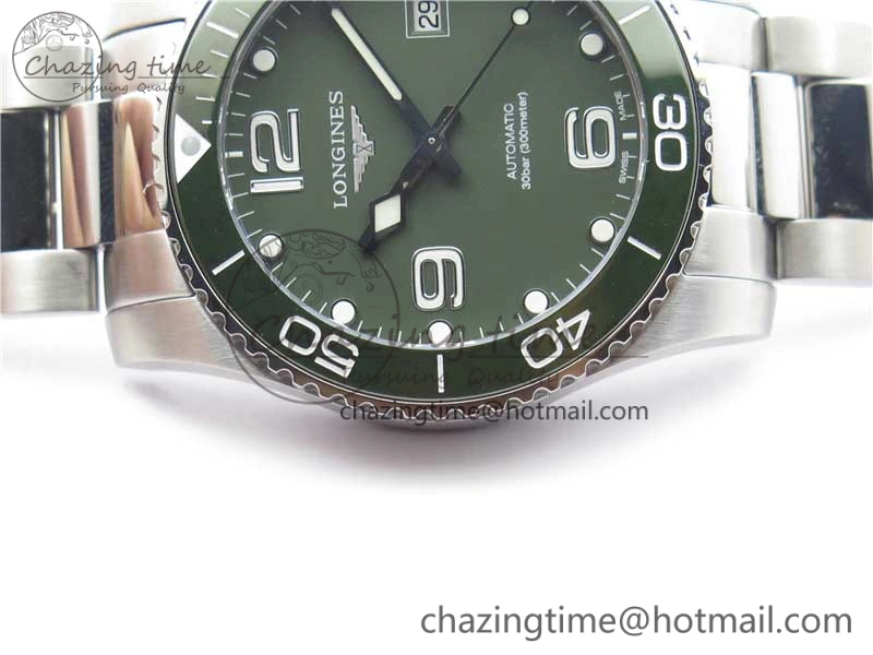 Conquest L3.840.4.56.6 Real Ceramic Bezel SS ZF 1:1 Best Edition Green dial On SS Bracelet A2824