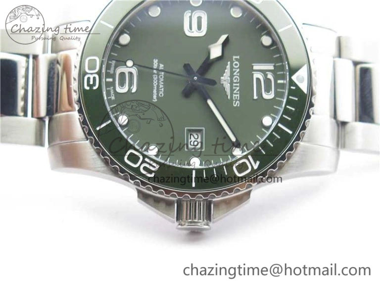 Conquest L3.840.4.56.6 Real Ceramic Bezel SS ZF 1:1 Best Edition Green dial On SS Bracelet A2824