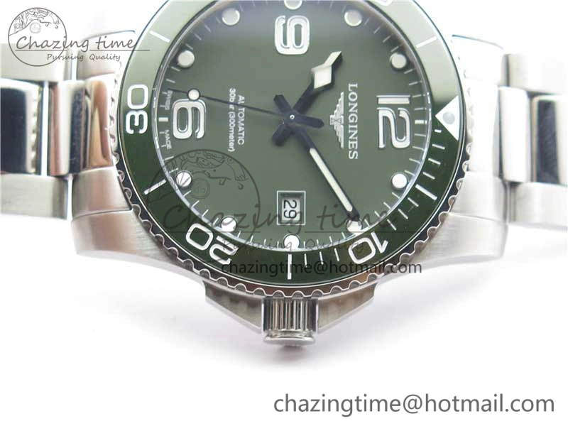 Conquest L3.840.4.56.6 Real Ceramic Bezel SS ZF 1:1 Best Edition Green dial On SS Bracelet A2824