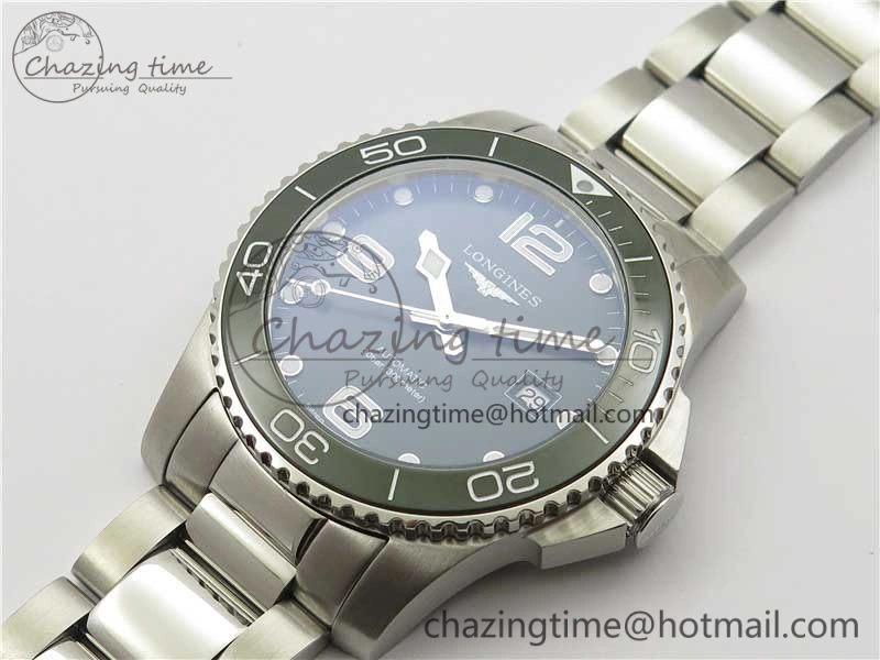 Conquest L3.840.4.56.6 Real Ceramic Bezel SS ZF 1:1 Best Edition Green dial On SS Bracelet A2824