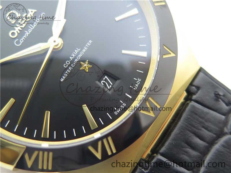 Constellation 131.33.41.21.03.001 YG TW Best Edition Black Dial On Gummy Strap A8500
