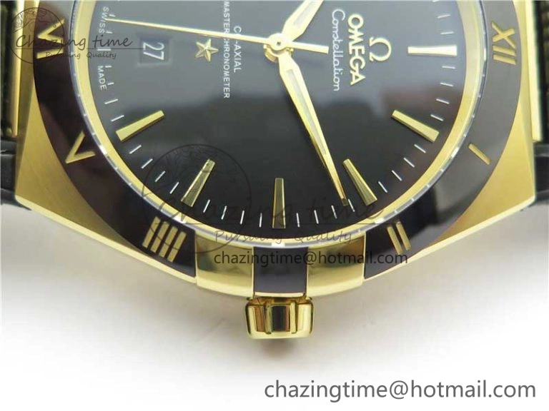 Constellation 131.33.41.21.03.001 YG TW Best Edition Black Dial On Gummy Strap A8500