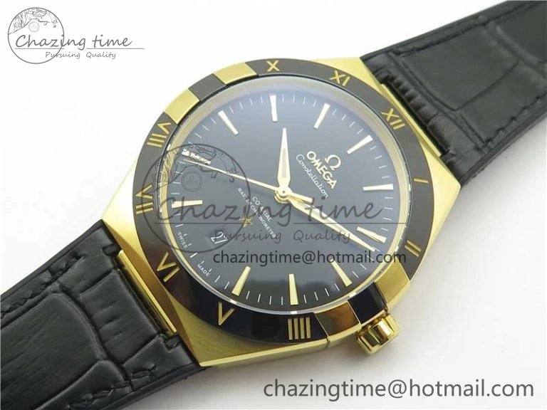 Constellation 131.33.41.21.03.001 YG TW Best Edition Black Dial On Gummy Strap A8500