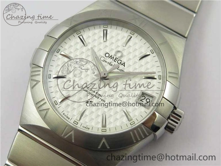 Constellation 38mm SS VSF 1:1 Best Edition White Textured Dial on SS Bracelet A8500 Super Clone