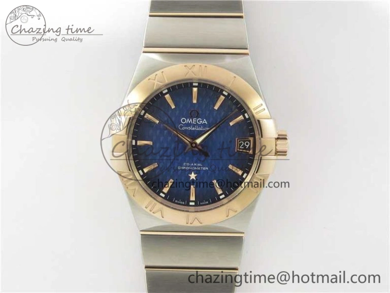 Constellation 38mm SS RG VSF 1:1 Best Edition Blue Textured Dial on SS RG Bracelet A8500 Super Clone