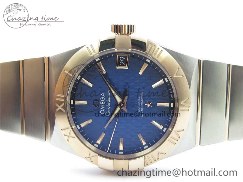 Constellation 38mm SS RG VSF 1:1 Best Edition Blue Textured Dial on SS RG Bracelet A8500 Super Clone