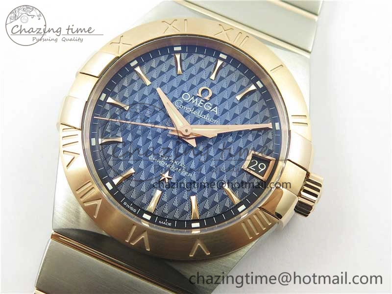 Constellation 38mm SS RG VSF 1:1 Best Edition Blue Textured Dial on SS RG Bracelet A8500 Super Clone