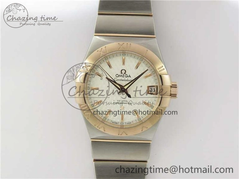 Constellation 38mm SS RG VSF 1:1 Best Edition WhiteTextured Dial on SS RG Bracelet A8500 Super Clone