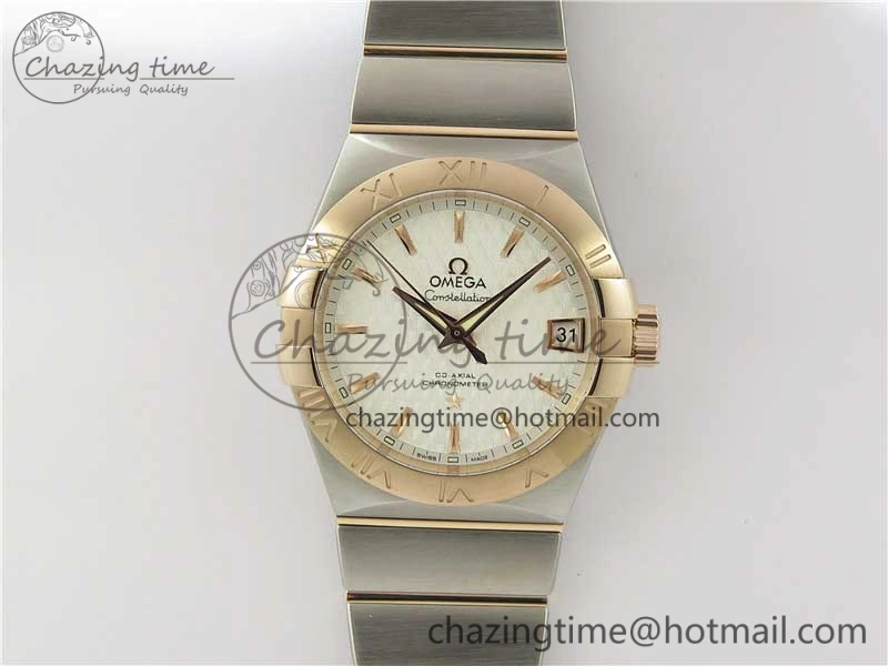 Constellation 38mm SS RG VSF 1:1 Best Edition WhiteTextured Dial on SS RG Bracelet A8500 Super Clone