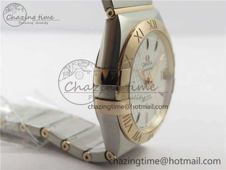 Constellation 38mm SS RG VSF 1:1 Best Edition WhiteTextured Dial on SS RG Bracelet A8500 Super Clone