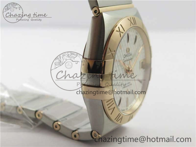 Constellation 38mm SS RG VSF 1:1 Best Edition WhiteTextured Dial on SS RG Bracelet A8500 Super Clone
