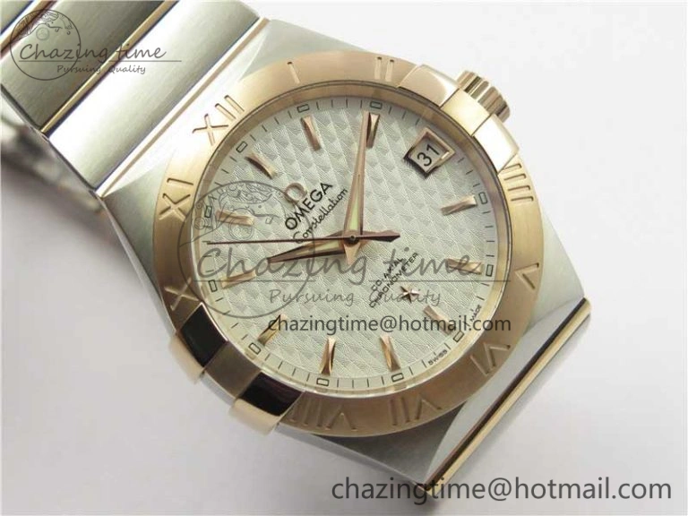 Constellation 38mm SS RG VSF 1:1 Best Edition WhiteTextured Dial on SS RG Bracelet A8500 Super Clone
