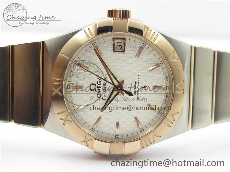 Constellation 38mm SS RG VSF 1:1 Best Edition WhiteTextured Dial on SS RG Bracelet A8500 Super Clone