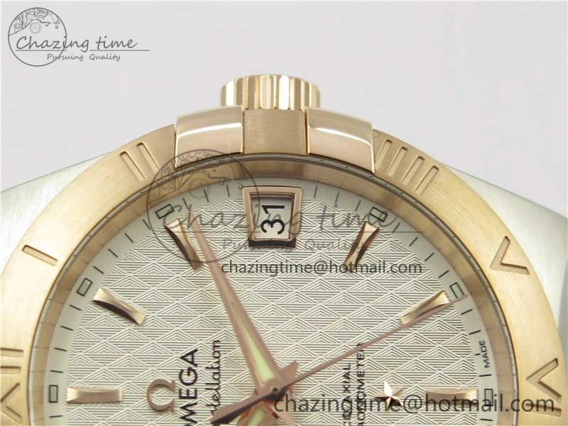 Constellation 38mm SS RG VSF 1:1 Best Edition WhiteTextured Dial on SS RG Bracelet A8500 Super Clone