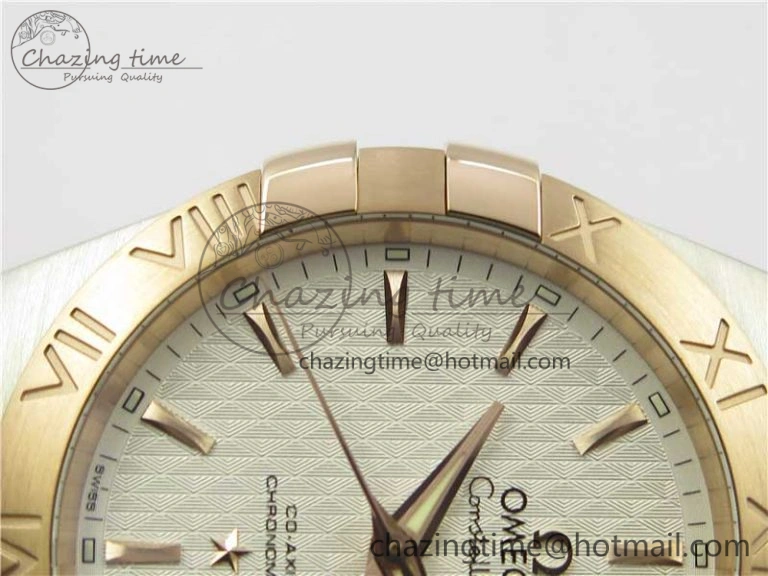 Constellation 38mm SS RG VSF 1:1 Best Edition WhiteTextured Dial on SS RG Bracelet A8500 Super Clone